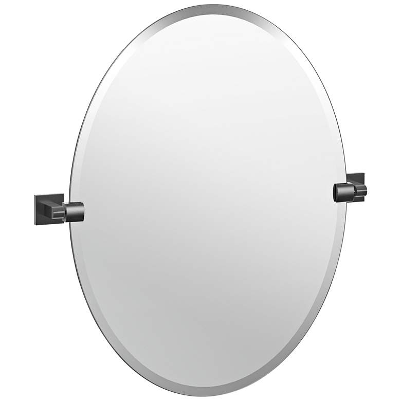 Image 1 Elevate Matte Black 24 inch x 26 1/2 inch Frameless Oval Wall Mirror