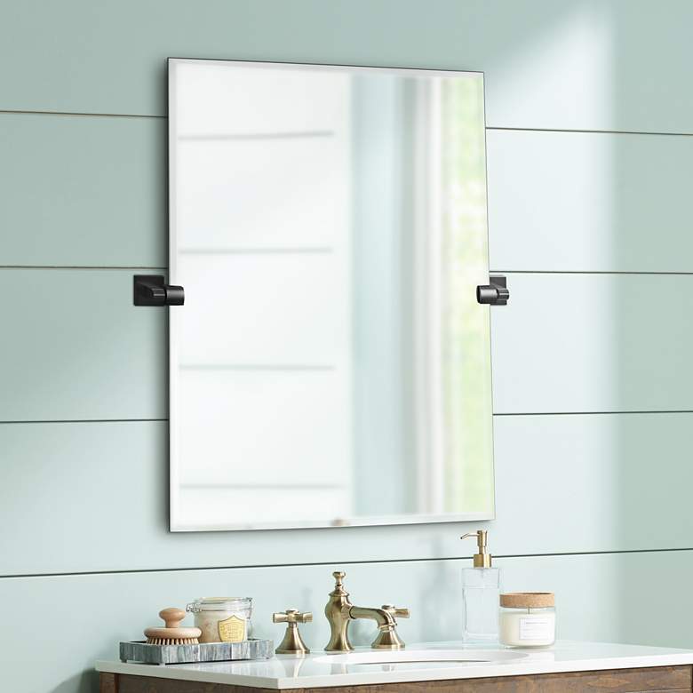 Image 1 Elevate Matte Black 27 1/2 inch x 31 1/2 inch Frameless Wall Mirror