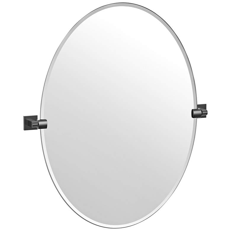 Image 1 Elevate Matte Black 28 1/2 inch x 32 inch Frameless Oval Mirror