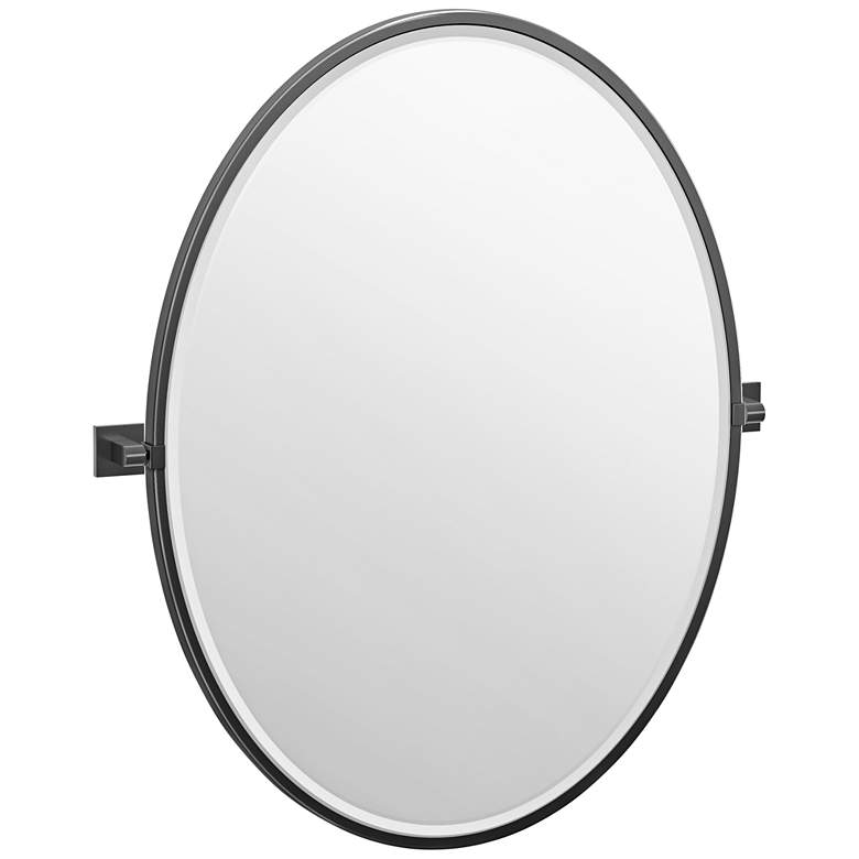 Image 1 Elevate Matte Black 28 1/4 inch x 33 inch Oval Framed Wall Mirror