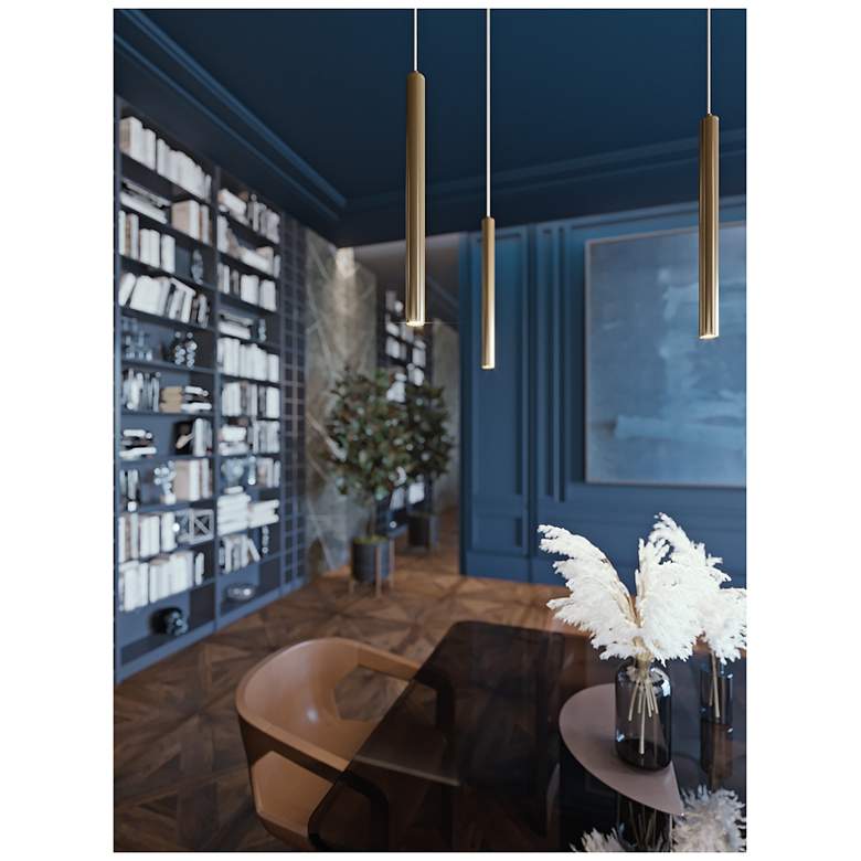 Image 4 Eli 1 1/4" Wide Satin Brass LED Mini Pendant more views