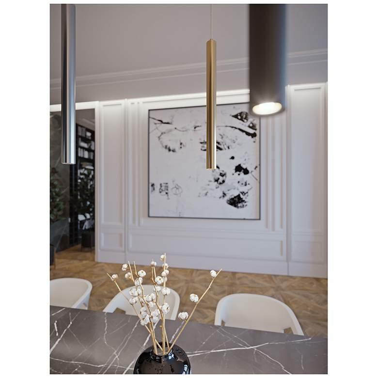 Image 5 Eli 1 1/4" Wide Satin Brass LED Mini Pendant more views