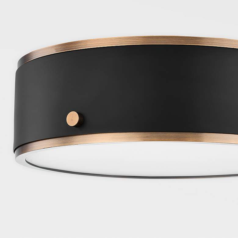 Image 4 Eli 12" Wide Soft Black with Patina Brass LED Ceiling Light more views