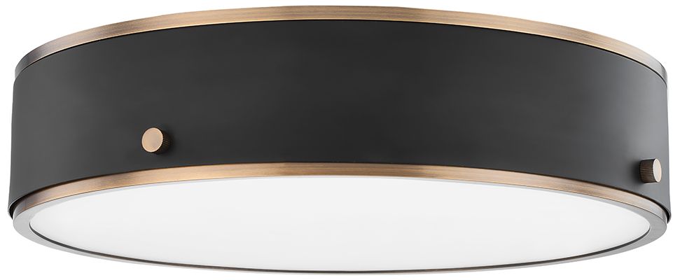 Eli 15 3/4"W Soft Black and Patina Brass LED Ceiling Light