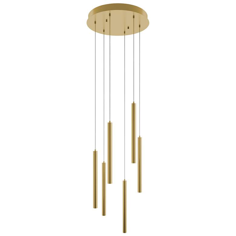 Image 1 Eli 18" 6 Light Round Satin Brass LED Pendant