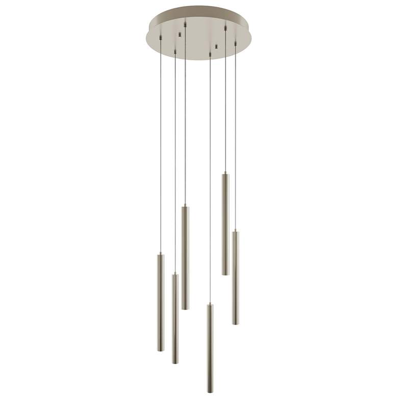 Image 1 Eli 18" 6 Light Round Satin Nickel LED Pendant
