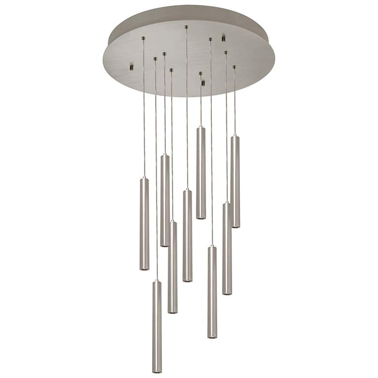Image 1 Eli 24" 9 Light Round Satin Nickel LED Pendant