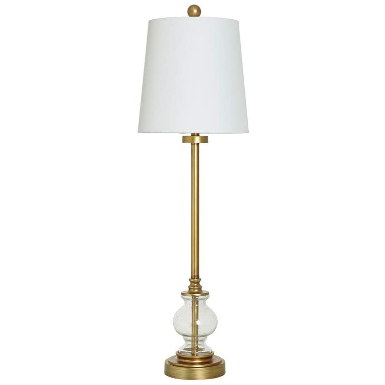 Image 1 Eli 33.5"H Brass Metal Seeded Glass Buffet Lamp w/ Off-White Shade