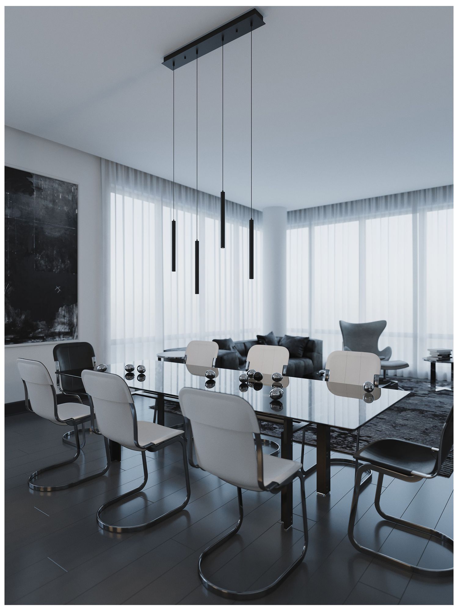 Image 2 Eli 36" 4 Light Linear Satin Brass LED Pendant more views