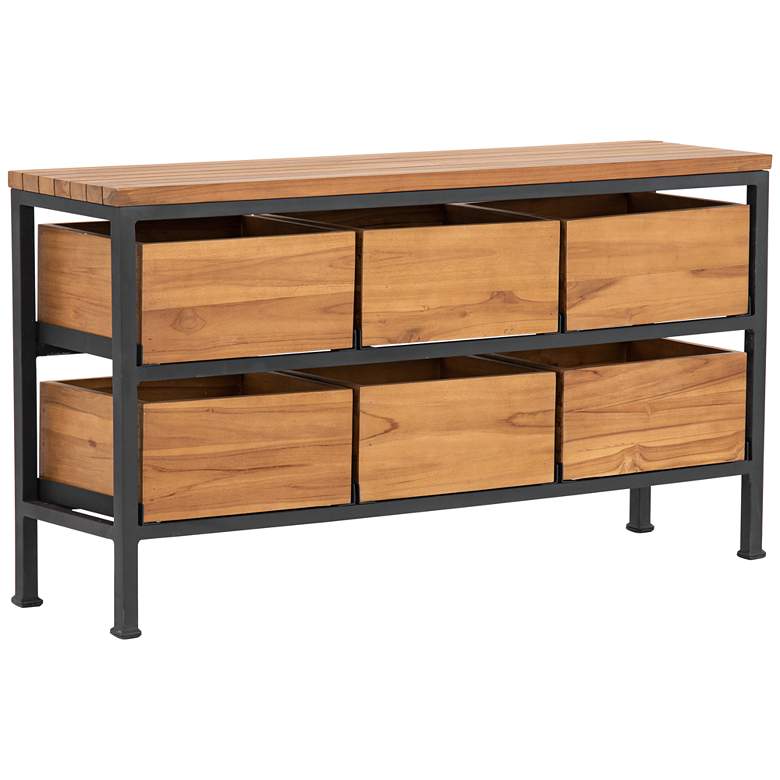 Image 1 Eli 54 1/2" Wide Charcoal and Natural 6-Drawer Outdoor Chest