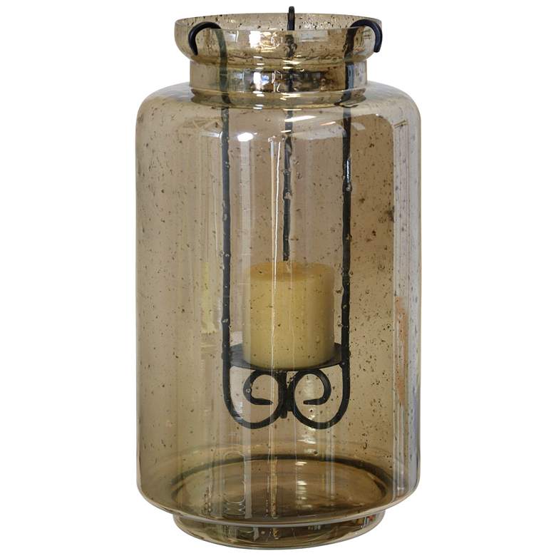 Image 1 Eli Seeded Candleholder with Metal Insert Smoke 10" x 10" x 12"