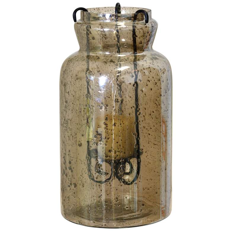 Image 1 Eli Seeded Candleholder with Metal Insert Smoke 8" x 8" x 15"