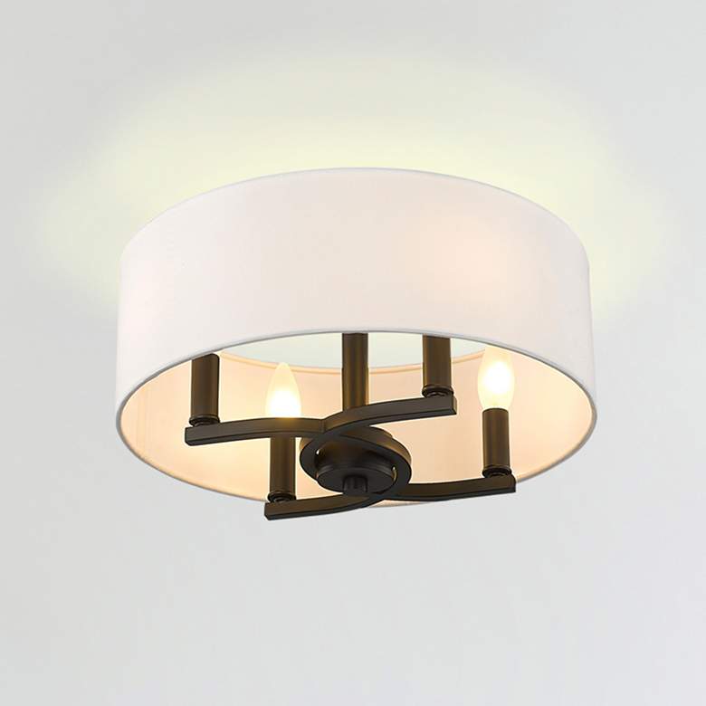 Image 1 Eliana 15 1/2" Wide Matte Black 4-Light Semi-Flush With Modern White S