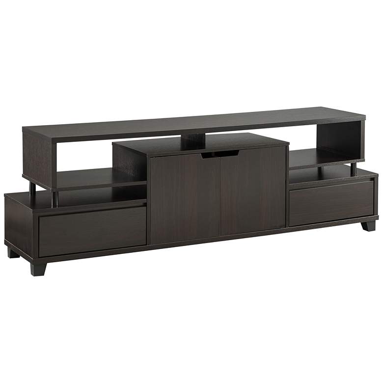 Image 2 Eliana 70 3/4 inch Wide Cappuccino Wood 2-Drawer TV Stand