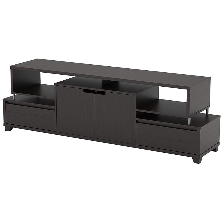 Image 5 Eliana 70 3/4 inch Wide Cappuccino Wood 2-Drawer TV Stand more views