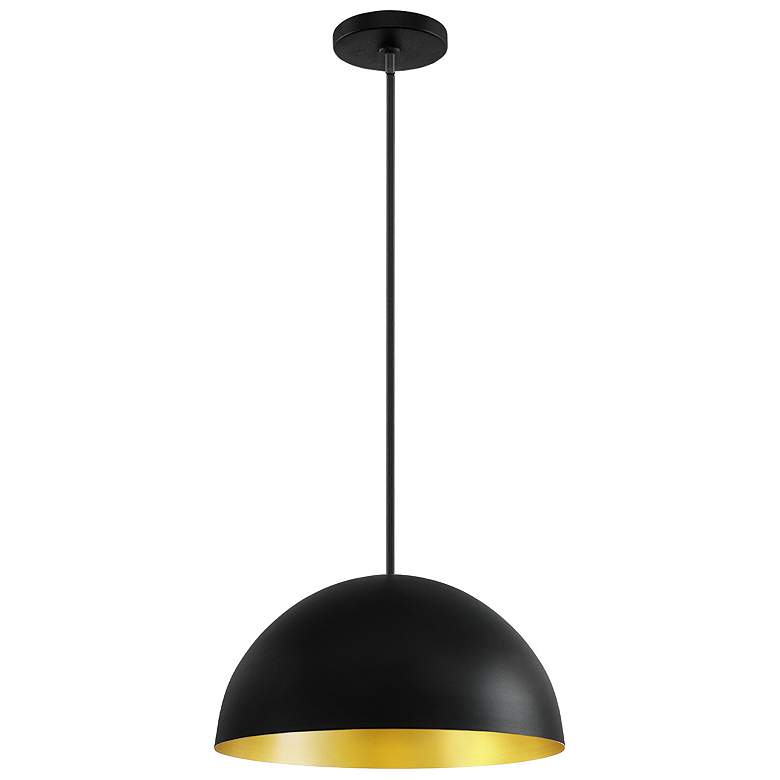 Image 2 Elias 13.75" Wide Dome Matte Black And Gold Pendant