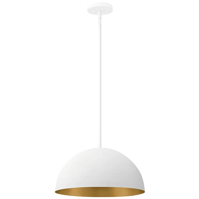 Image 2 Elias 13.75" Wide Matte White And Champagne Dome Pendant