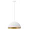 Elias 13.75" Wide Matte White And Champagne Dome Pendant