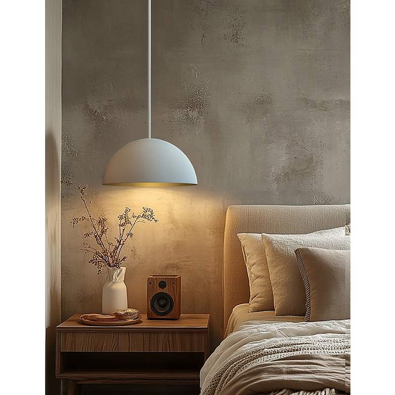 Image 3 Elias 13.75" Wide Matte White And Champagne Dome Pendant more views