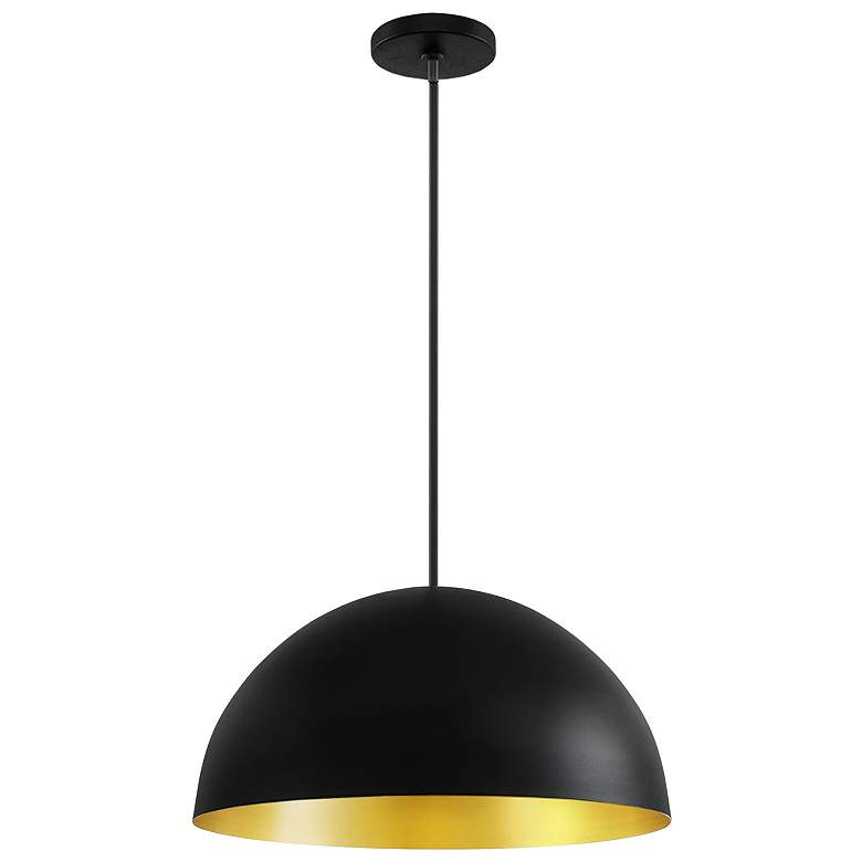 Image 2 Elias 17.75" Wide 3-Light Dome Matte Black And Gold Pendant