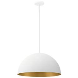 Elias 17.75" Wide 3 Light Matte White And Champagne Dome Pendant