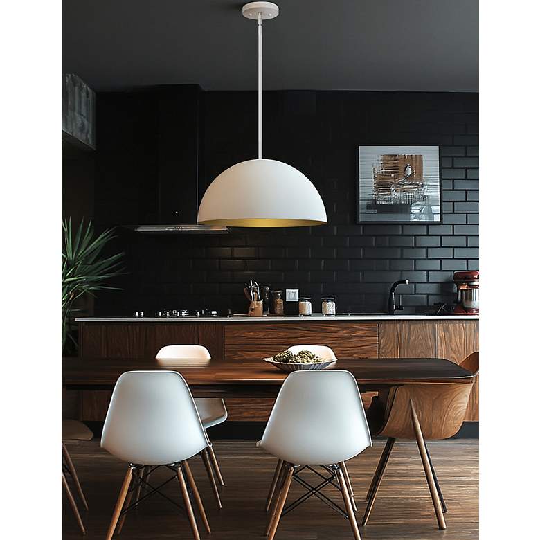 Image 3 Elias 17.75" Wide 3 Light Matte White And Champagne Dome Pendant more views