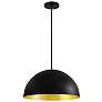 2_Elias 17 3/4" Wide Matte Black and Gold Pendant Light