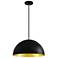 Elias 17 3/4" Wide Matte Black and Gold Pendant Light