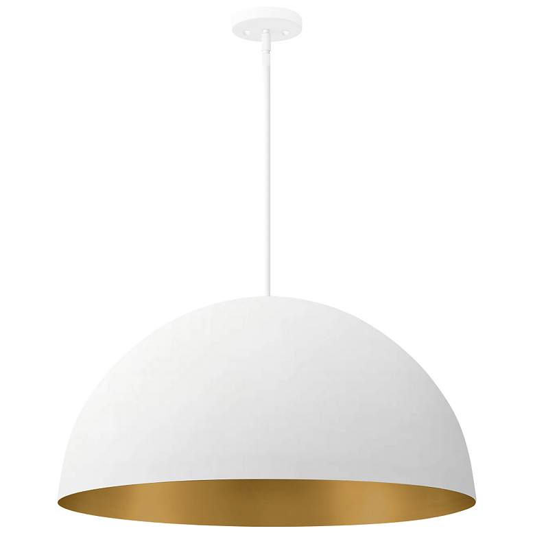 Image 2 Elias 23.5" Wide 5 Light Matte White And Champagne Dome Pendant