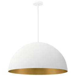 Elias 23.5" Wide 5 Light Matte White And Champagne Dome Pendant