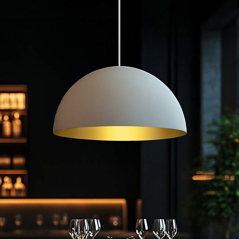 Image 1 Elias 23.5" Wide 5 Light Matte White And Champagne Dome Pendant