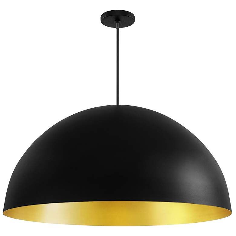 Image 2 Elias 31.5" Wide 6-Light Dome Matte Black And Gold Pendant