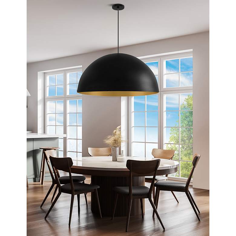 Image 3 Elias 31.5" Wide 6-Light Dome Matte Black And Gold Pendant more views