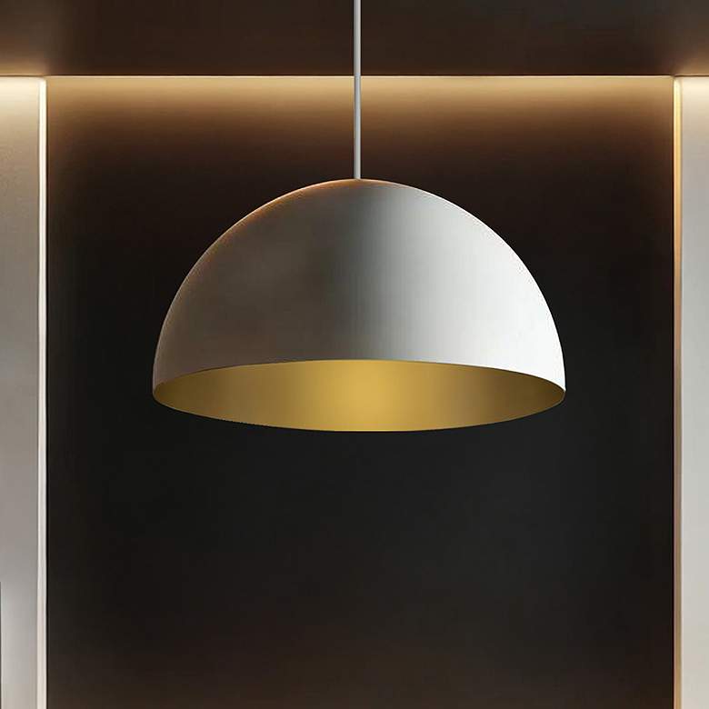 Image 1 Elias 31.5" Wide 6 Light Matte White And Champagne Dome Pendant