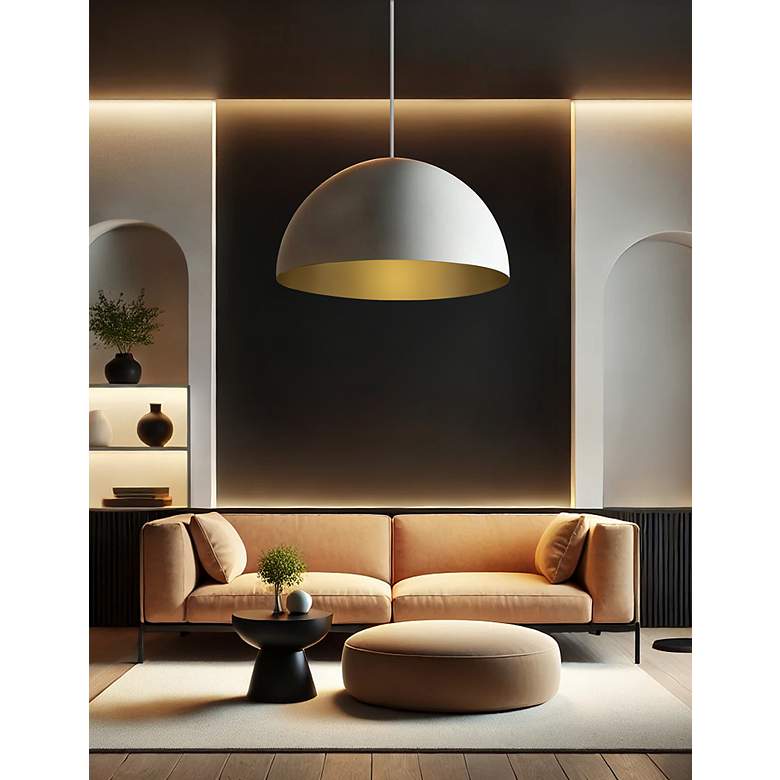 Image 3 Elias 31.5" Wide 6 Light Matte White And Champagne Dome Pendant more views