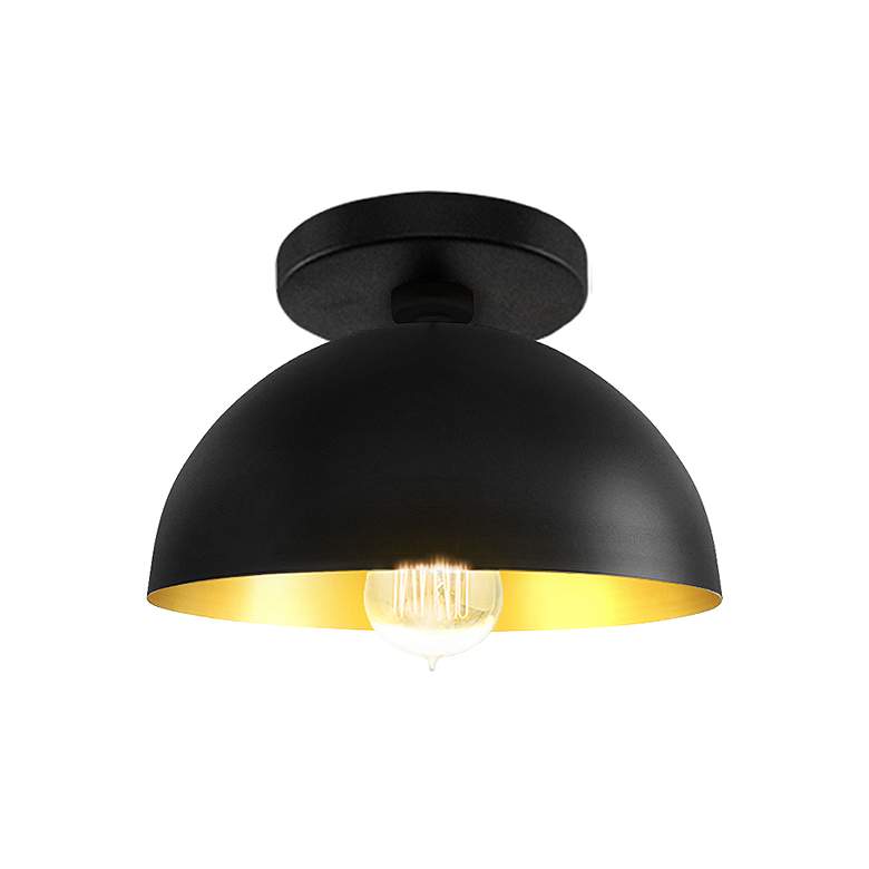 Image 2 Elias 9" Wide Dome Carbon Matte Black And Gold Semi-Flush