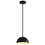 2_Elias 9" Wide Dome Matte Black And Gold Pendant