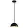 Elias 9" Wide Dome Matte Black And Gold Pendant