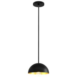 Elias 9" Wide Dome Matte Black And Gold Pendant