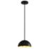 Elias 9" Wide Dome Matte Black And Gold Pendant