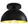 Elias 9" Wide Matte Black and Gold Dome Ceiling Light