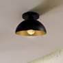 1_Elias 9" Wide Matte Black and Gold Dome Ceiling Light