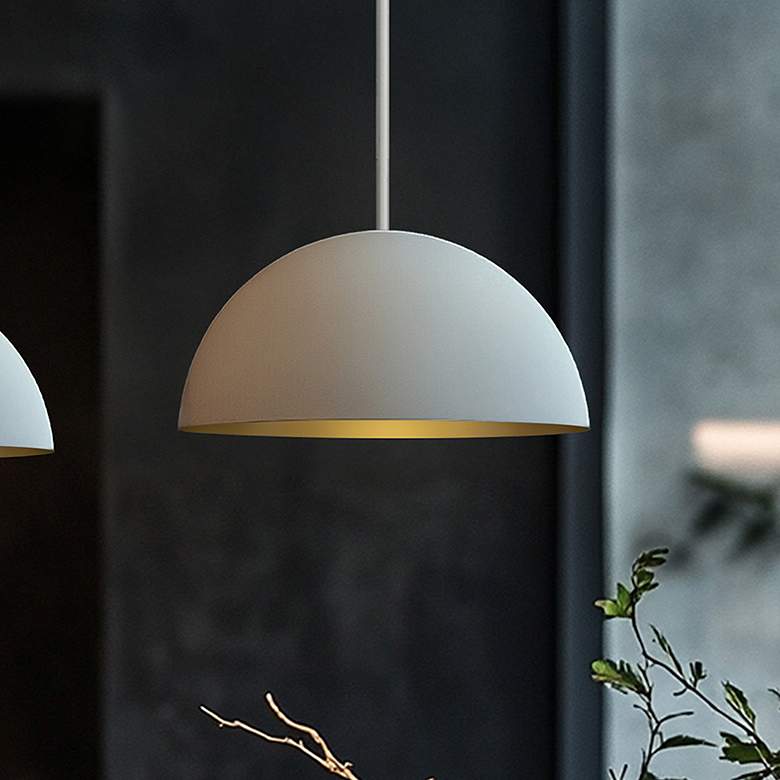 Image 1 Elias 9" Wide Matte White And Champagne Dome Pendant