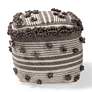 3_Eligah Ivory and Brown Moroccan Inspired Pouf Ottoman more views