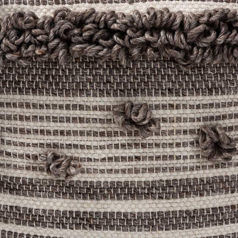 Image 4 Eligah Ivory and Brown Moroccan Inspired Pouf Ottoman more views