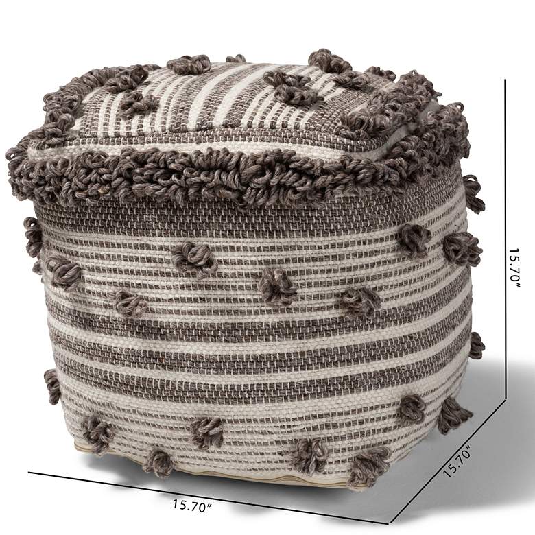 Image 5 Eligah Ivory and Brown Moroccan Inspired Pouf Ottoman more views
