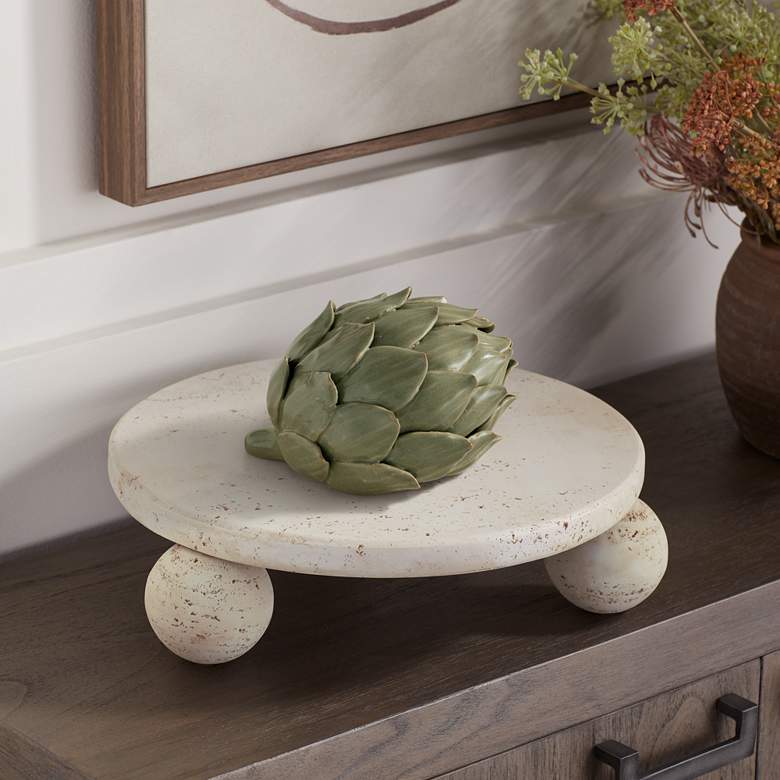 Image 1 Elin 8 3/4" Wide Matte Cream Round Decorative Tray