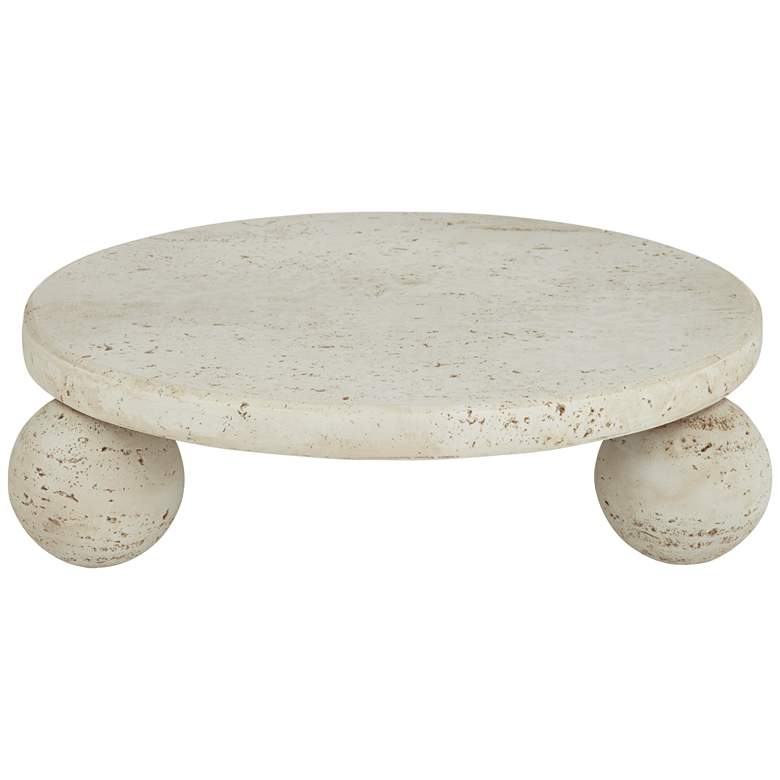 Image 2 Elin 8 3/4" Wide Round Faux Stone Decorative Tray Matte Cream