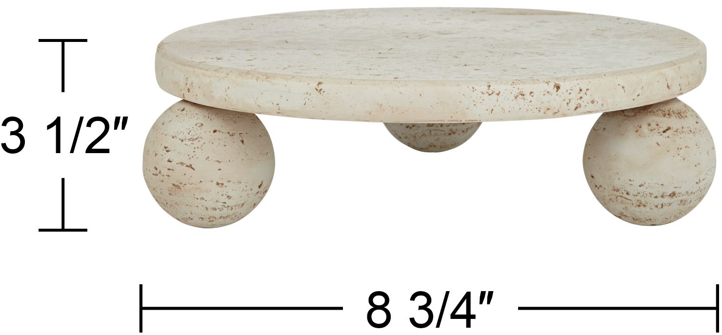 Elin 8 3/4" Wide Round Faux Stone Decorative Tray Matte Cream