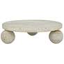4_Elin 8 3/4" Wide Round Stone Decorative Tray Matte Cream more views